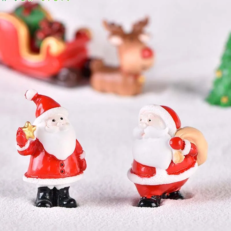 ROSENICE Christmas Decoration Ornaments Snowman Santa Claus Candy Cane Christmas Tree Resin Miniature Pack of 15