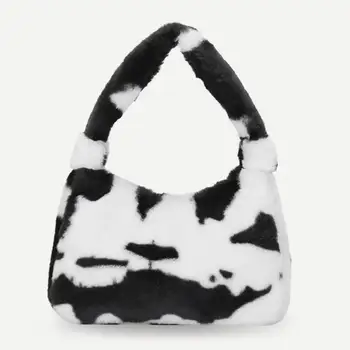 

2020 Winter Small Shoulder Bag Female Cow Print Plush Handbag Women Leopard Zebra Pattern Crossbody Soft Warm Fur Underarm Bags