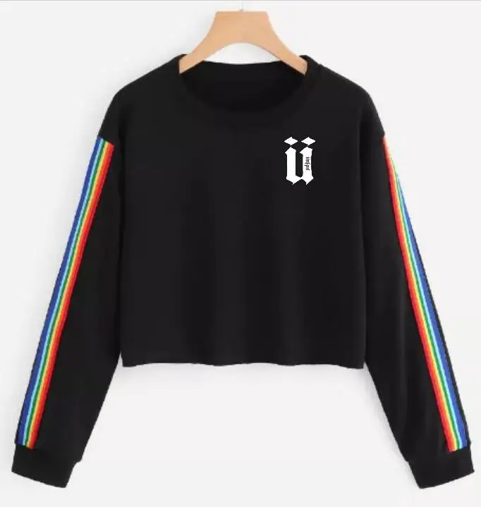 Женская короткая футболка unkut, хлопковая футболка с длинными рукавами и принтом для пары в стиле Харадзюку, футболка в полоску с рисунком большого размера