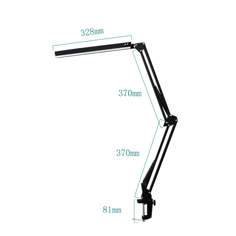 LED Folding Metal Desk Lamp Clip on Light Clamp Long Arm Dimming Table Lamp 3 Colors For Living Room Reading And Computers