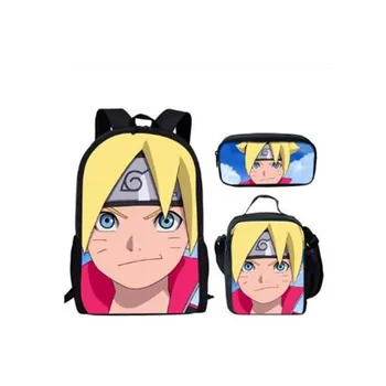 

Middle School Student Backpack 3pcs Set Boruto Naruto School Bag Japan Anime Printing Children Shoulder Backpack Boy
