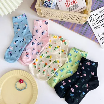 

Creative Floral Funny Socks Korean Style Fresh Calcetines Divertidos Cute Socks Women Skarpetki Candy Color Chaussette Femme Sox