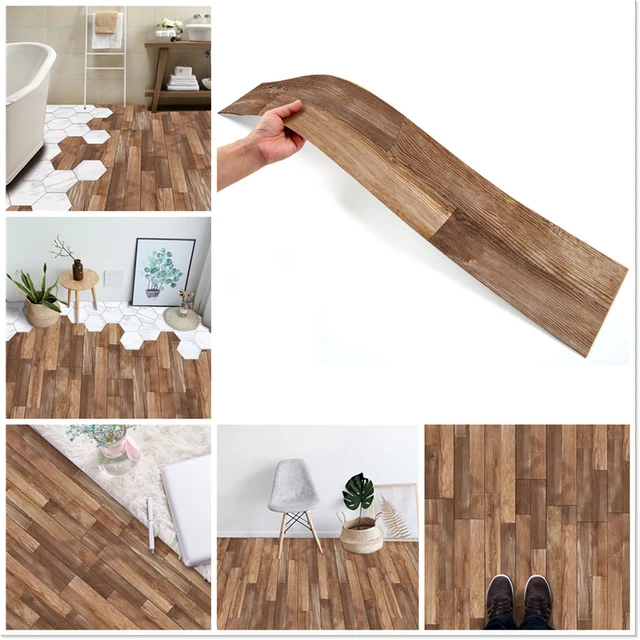 36pcs PVC Self Adhesive Floor Tiles 3D Wall Stickers Imitation Wood Grain  Floor For Living Room Bedroom Waterproof Anti-Skid - AliExpress