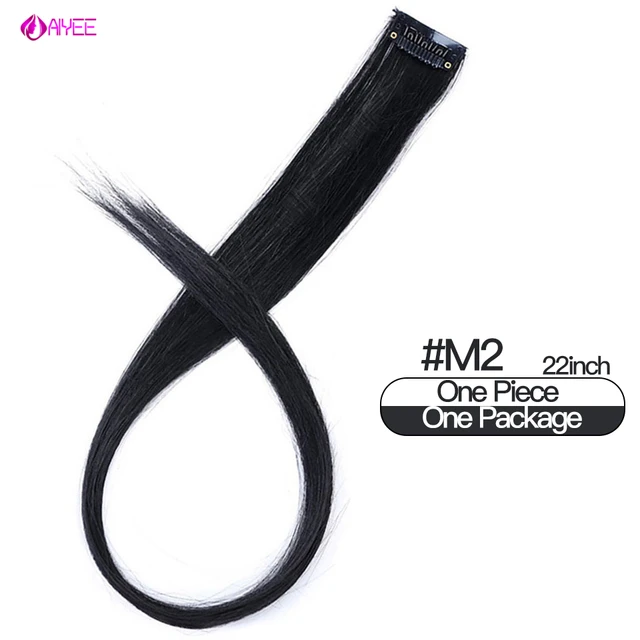 AIYEE Hair Extensions Pure RainBow Hairpiece Clip In Hair Piece Synthetic Long Straight Ombre Pink Red Rainbow Hair Piece 2