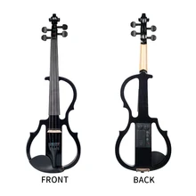 Черный Полный Размер 4/4 винтажная твердая древесина электронная Тихая скрипка с чехол для переноски, аудио кабель, лук, наушники, канифоль