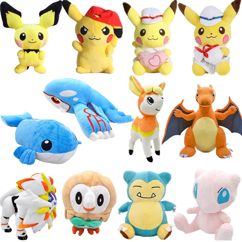 

12 Styles Plush Toys Snorlax Solgaleo Kyogre Wailord Charizard Rowlet Pikachu Mewtu Peluche Stuffed Dolls For Kids Children Gift