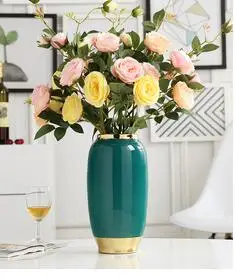 

CERAMIC VASE FLOWERS POT DESK DECORATION FLORAL FLOWER ARRANGEMENT GREEN GLAZED HANDMADE PORCELAIN VASES VINTAGE HOME DECOR