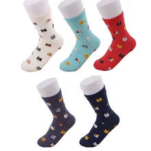 5 пар в тубе милые животные Забавный подарок Осень Зима теплые женские носки хлопок смесь Разные дамы мультфильм случайные Рождество