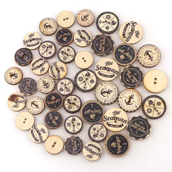 

25pc Vintage Navigation Anchors Pattern Wood Buttons Sewing Scrapbook Craft Accessories Decorative Button Craft Embellishments