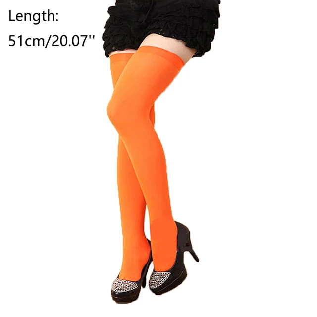 Candy Color Thigh High Stockings Sexy Cosplay Women Warm Stocking Nightclub Elastic Medias For Sexy Lingerie 51cm 16Orange