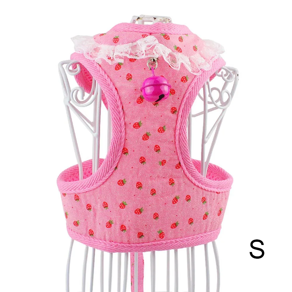 Lace Dog Harness And Leash Set Soft Mesh Pet Puppy Cat Vest Lead For Small Medium Dogs Cats Pink/Camouflage/Gray S-XL - Цвет: Pink