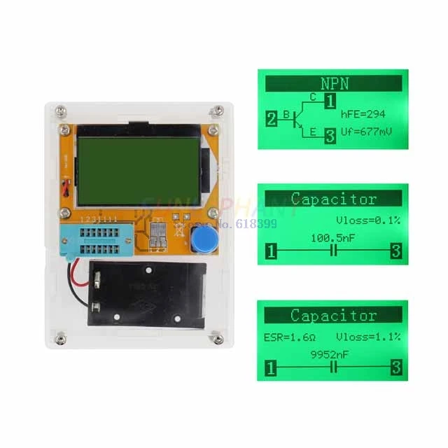 

A6-- LCR-T4 ESR Meter Transistor Tester Diode Triode Capacitance Mos Mega328 Transistor Tester + CASE (not Battery )
