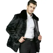Роскошное меховое пальто мужские настоящие с лисьим меховым воротником Натуральная мужская кожаная куртка норковые пальто мужские шубы из натурального меха