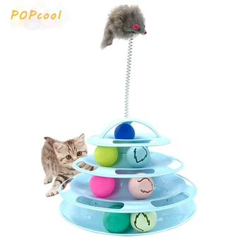 

Upgrade 4 Layers Pet Cat Toys Crazy Flash Ball Disk Interactive Amusement Plate Play Disc Trilaminar Turntable Mouse Toy