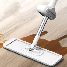 Floor Squeeze Mops With 3pcs Microfiber Pads Wet Dry Usage Wash Free Cleaning Flat Mop 360° Rotating Head For Kitchen Home Tools