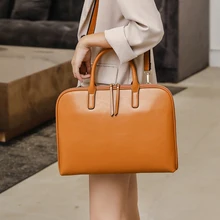 Бизнес женский портфель Дамская натуральная кожа сумка на плечо для ноутбука 14 дюймов Женский ноутбук офисная сумка через плечо