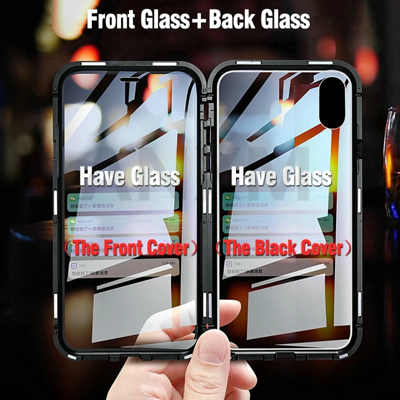 Металлический магнитный чехол для iphone X, Xr, Xs, 11 Pro, макс. закаленное стекло, задняя крышка с магнитом, чехол для iphone 6, 6s, 7, 8 Plus, чехол