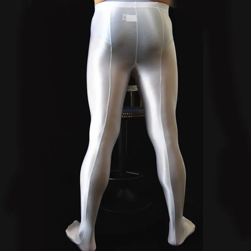 Sexy Men Socks Oil Shiny Medias Hombre U Convex Pouch Fetish Wetlook Pantyhose Sheer Panty Erotic Lingerie Plus Size Tights