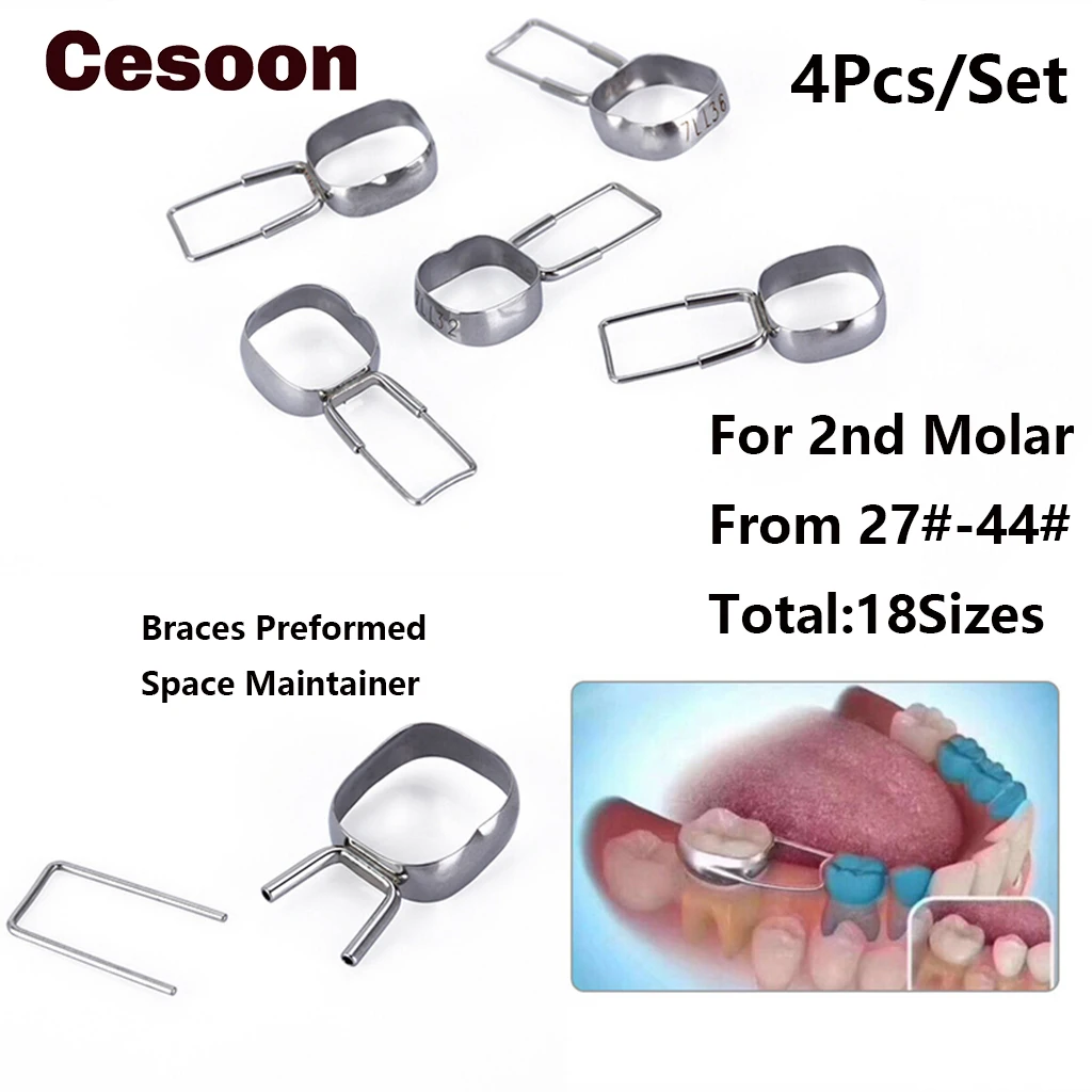 Cesoon 4pcs/set Dental Orthodontics Braces Preformed Space Maintainer