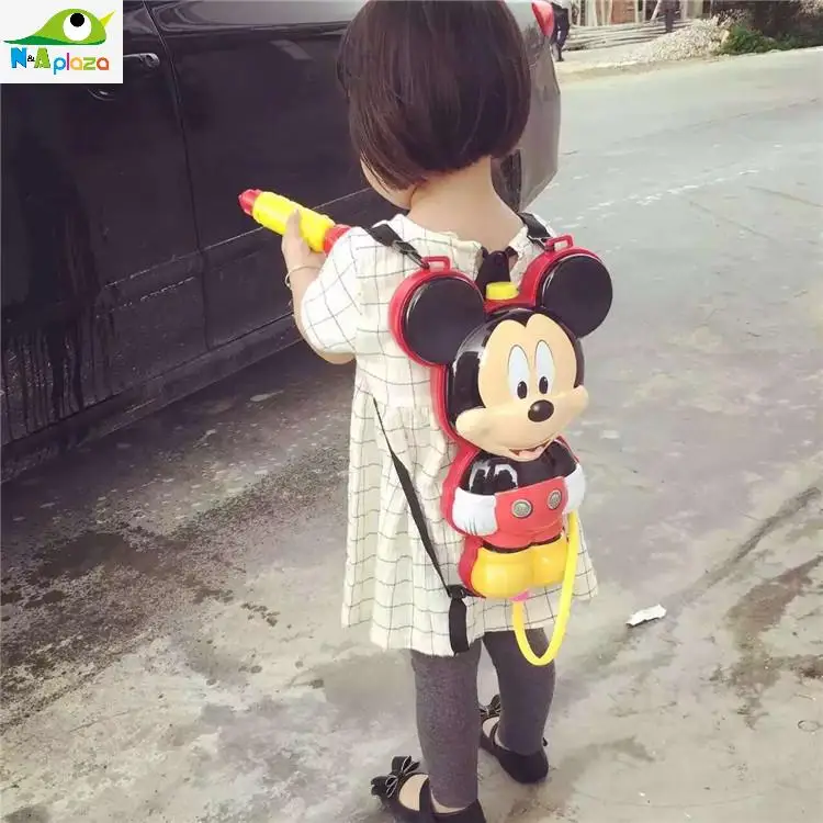 Cartoon Mickey Mouse Minnie Backpack Water Gun Inflatable Gun Fun Sports Summer Beach Water Blaster Kids Toy Shooting Squirt