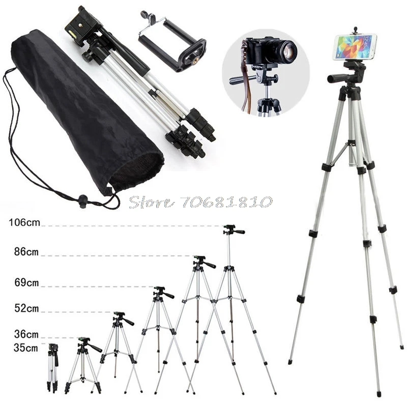 Professional Camera Tripod Stand Holder Mount For iPhone Samsung Cell Phone +Bag