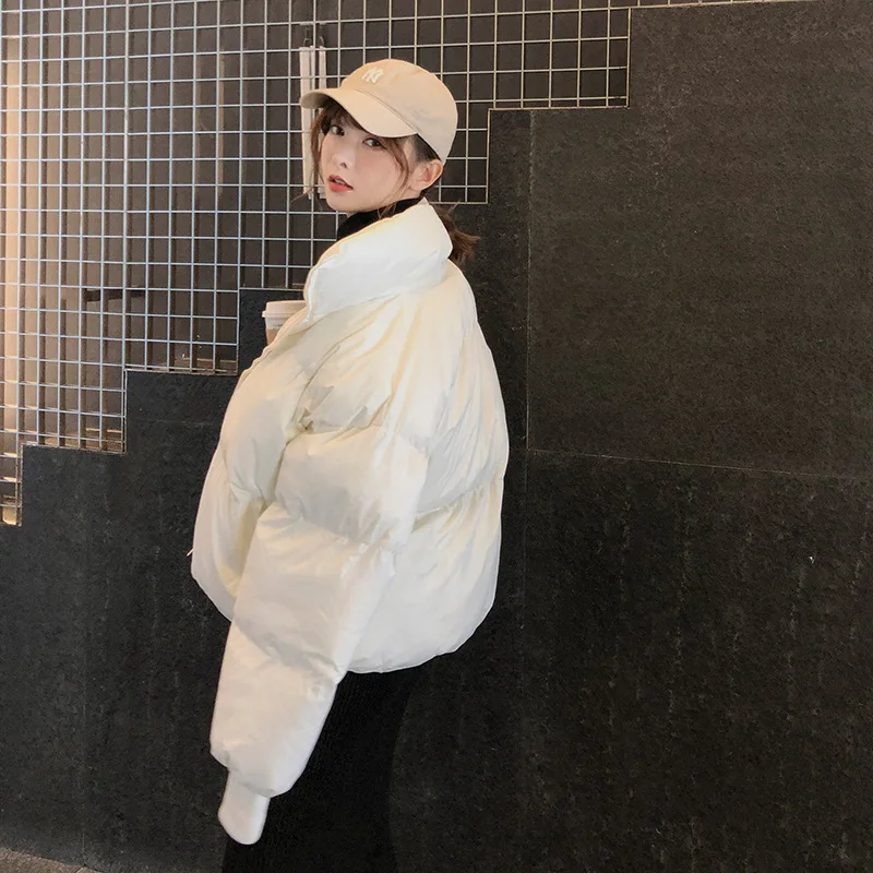 Хлопковое Женское пальто стиль зимнее корейское стильное свободное плотное короткое хлопковое Стеганое пальто пуховое пальто
