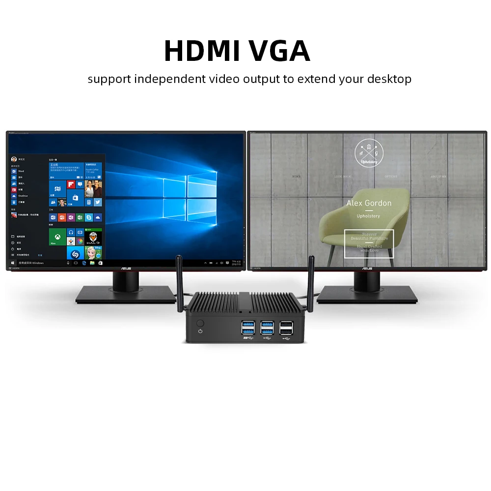 Безвентиляторный мини ПК Intel Pentium 4405U Windows 10 DDR3L Оперативная память mSATA SSD HDMI VGA 6xusb 300