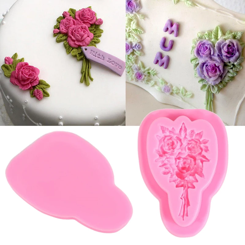 Букет роз силиконовая форма для торта Конфета Желе Плесень Sugarcraft DIY Инструменты для выпечки
