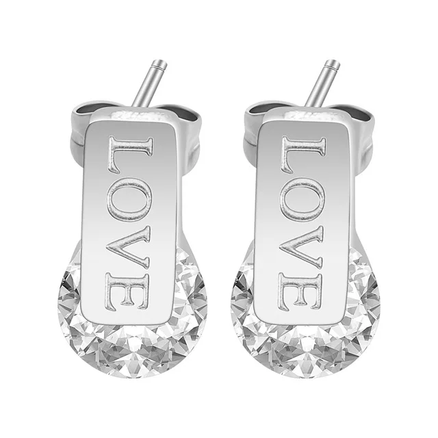 Silver love earring