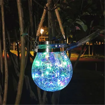 

2020 New Solar Light Outdoor Waterproof Light Color Crack Jar Pendant Light Glass Light Lawn Garden Patio Light