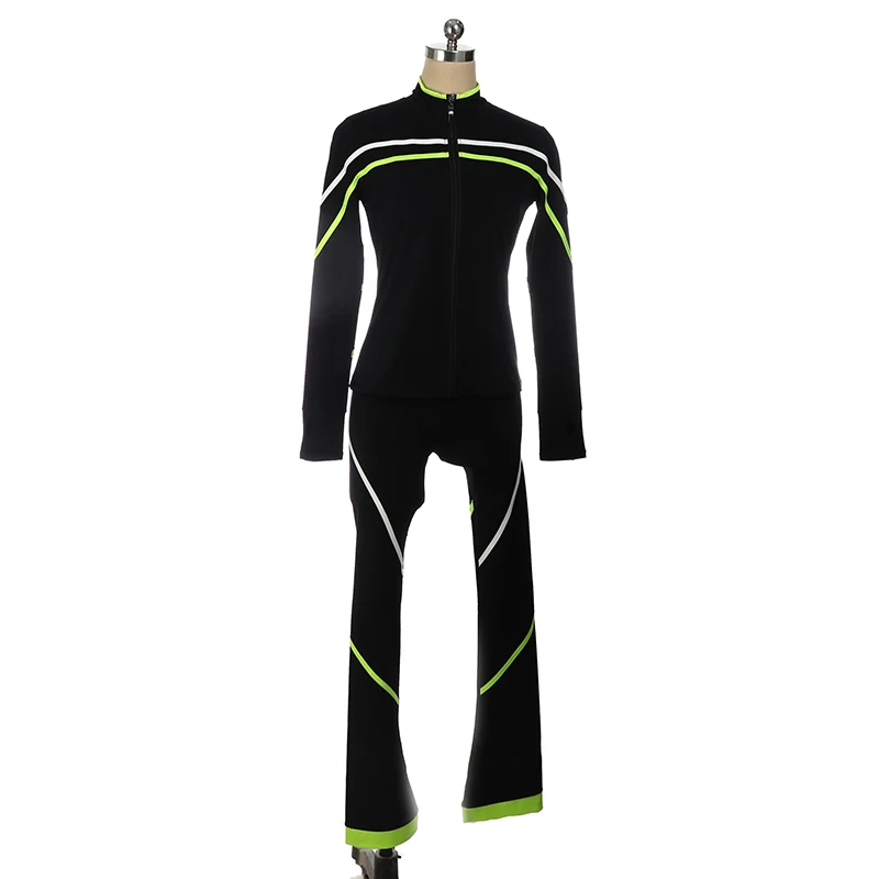 Ice Figure Skating Kids Dance Black Jacket and Pants Suits Costume Skating Suit Girl Dance Costume