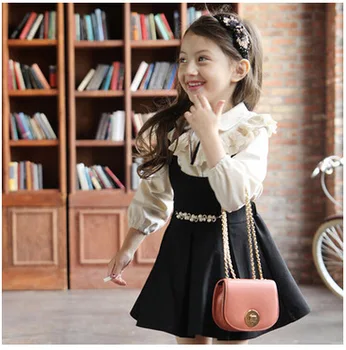 

4-8 years old children's clothing spring and autumn new children's shirt suit children's fashion solid color wild dress suit