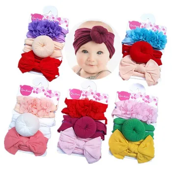 

3pcs Baby Cute Girls Cartoon Bowknot Design Headband Headwear Apparel Photography Prop Party Gift