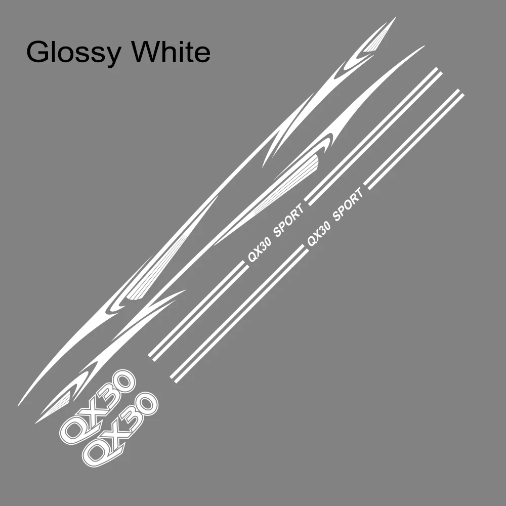 Glossy White 1 Набор автомобильных наклеек, боковая дверь, отражающая гирлянда Viny, авто украшение, наклейка для Infiniti QX30 QX50 QX60 QX70 QX80, автомобильные аксессуары - Название цвета: Glossy White