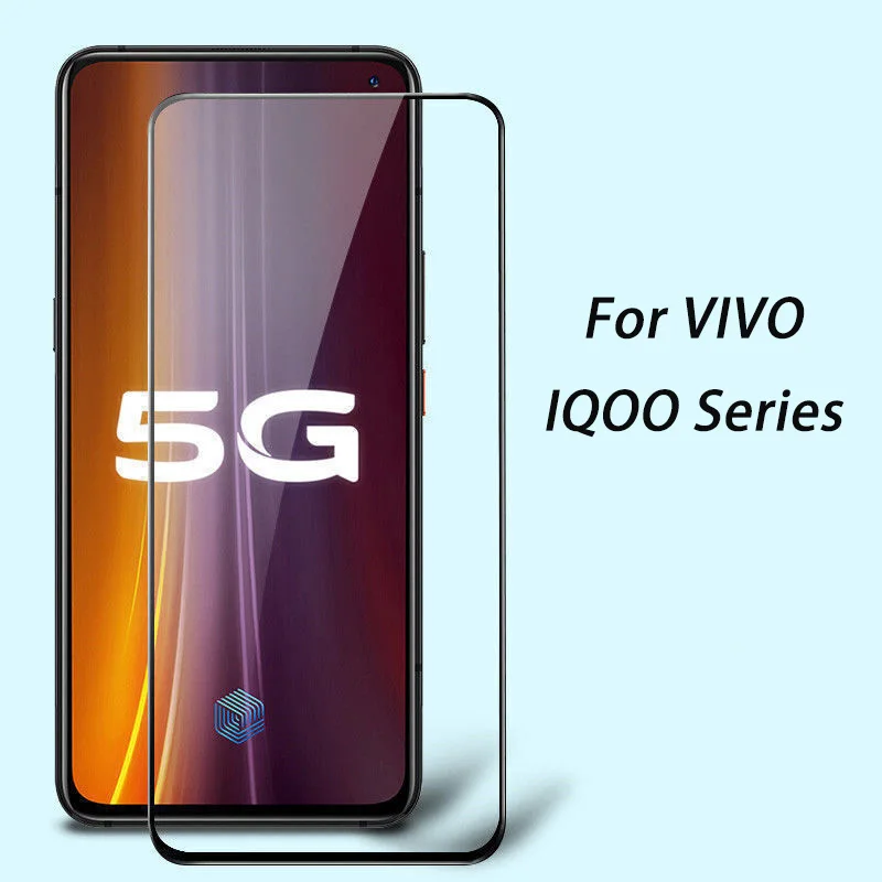 Закаленное стекло с черными краями для VIVO IQOO Pro Z1 Z1X U1 Защита экрана 5 3 Neo Neo3 9D