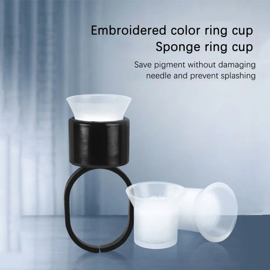 

50Pcs Portable Ring Tattoo Pigment Ring Cap Microblading Glue Tattoo Tool Ink Ring Cup Sponge Inside Holder Makeup Cosmetic Tool