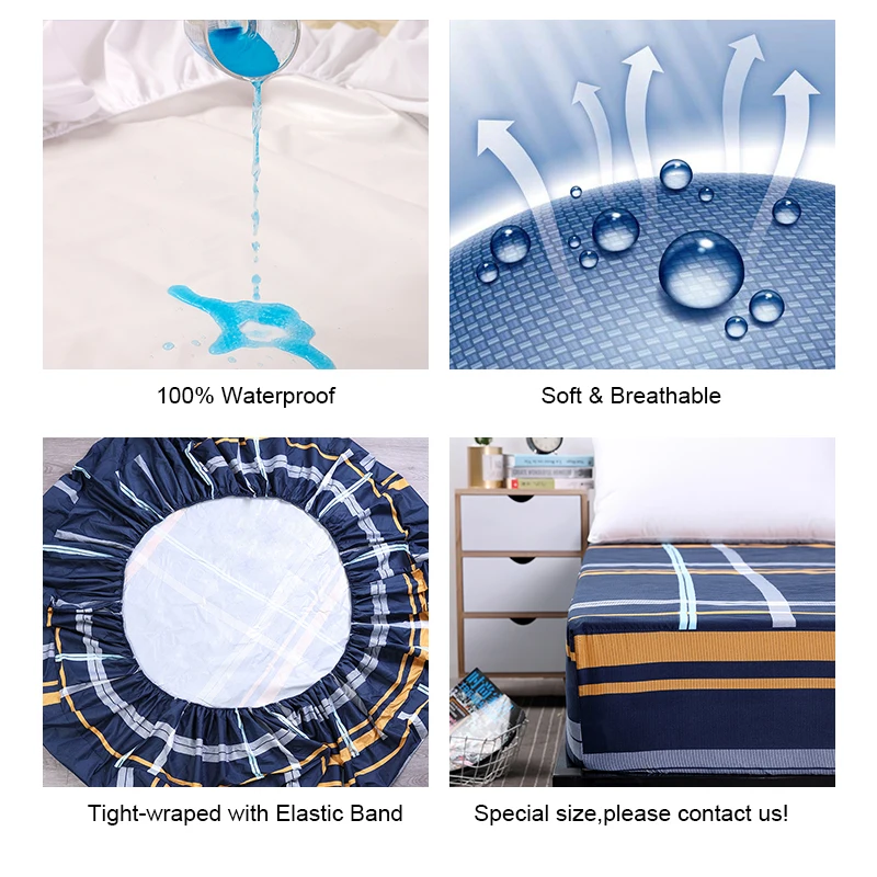  Fashion Style Printing Bed Mattress Cover Waterproof Mattress Protector Pad Fitted Sheet Separated 