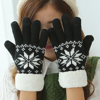 

Women Touch Screen Fleece Gloves Winter Cashmere Wrist Mouth Gloves Thickening Warm Wool Fleece Mittens