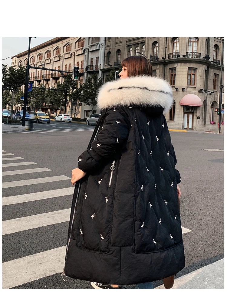 Зимнее пальто с меховым капюшоном для беременных, длинное Свободное пальто на молнии для беременных женщин, модные толстые теплые пальто