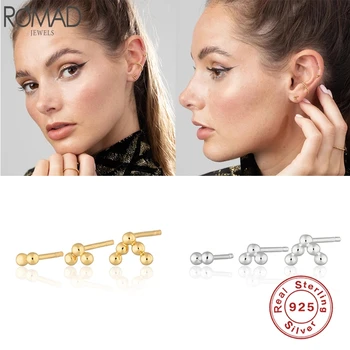 

1 Set 925 Sterling Silver Stud Earrings Tiny Small Beads Ball Earrings For Women Girls Daily Personality Accessories Aretes W5