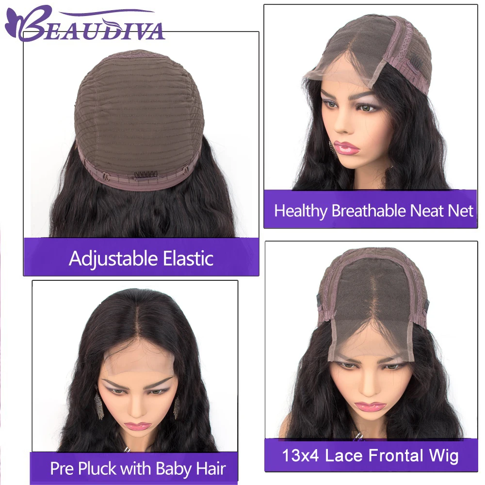 4*4 парик на шнурке объемная волна Beaudiva парик на шнурке человеческие волосы парики предварительно выщипанные Детские Волосы бразильские волосы парик на шнурке средняя часть