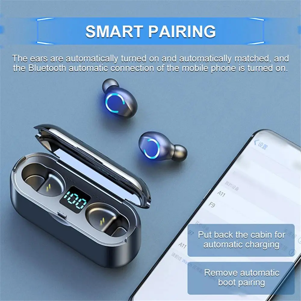 TWS Wireless Earphone Earbud Bluetooth 5 0 IPX6 Waterproof Headset Headphone Led Display Fingerprint Touch Hd Hifi Stereo Sport