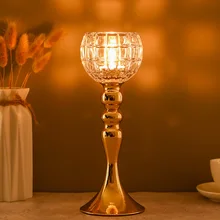 Металлический Хрустальный Стеклянный Подсвечник чайный светильник кофейный, обеденный столик центральный Свадебный CH152