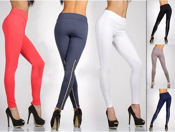 

New Style for Autumn and Winter Slim High-Waisted Trousers Back Zipper Leggings White Black Leggings
