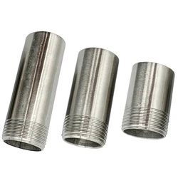 1/4“- 2” BSP male Thread Length 100mm-200mm 304 Stainless Steel Pipe Fitting Weld Nipple Coupling Connector for water oil air