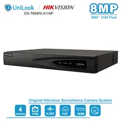 HIK 4CH PoE NVR DS-7604NI-K1/4 P 4 канала Встроенный Plug & Play 4 к NVR с 4 портами PoE для IP система наблюдения ссtv