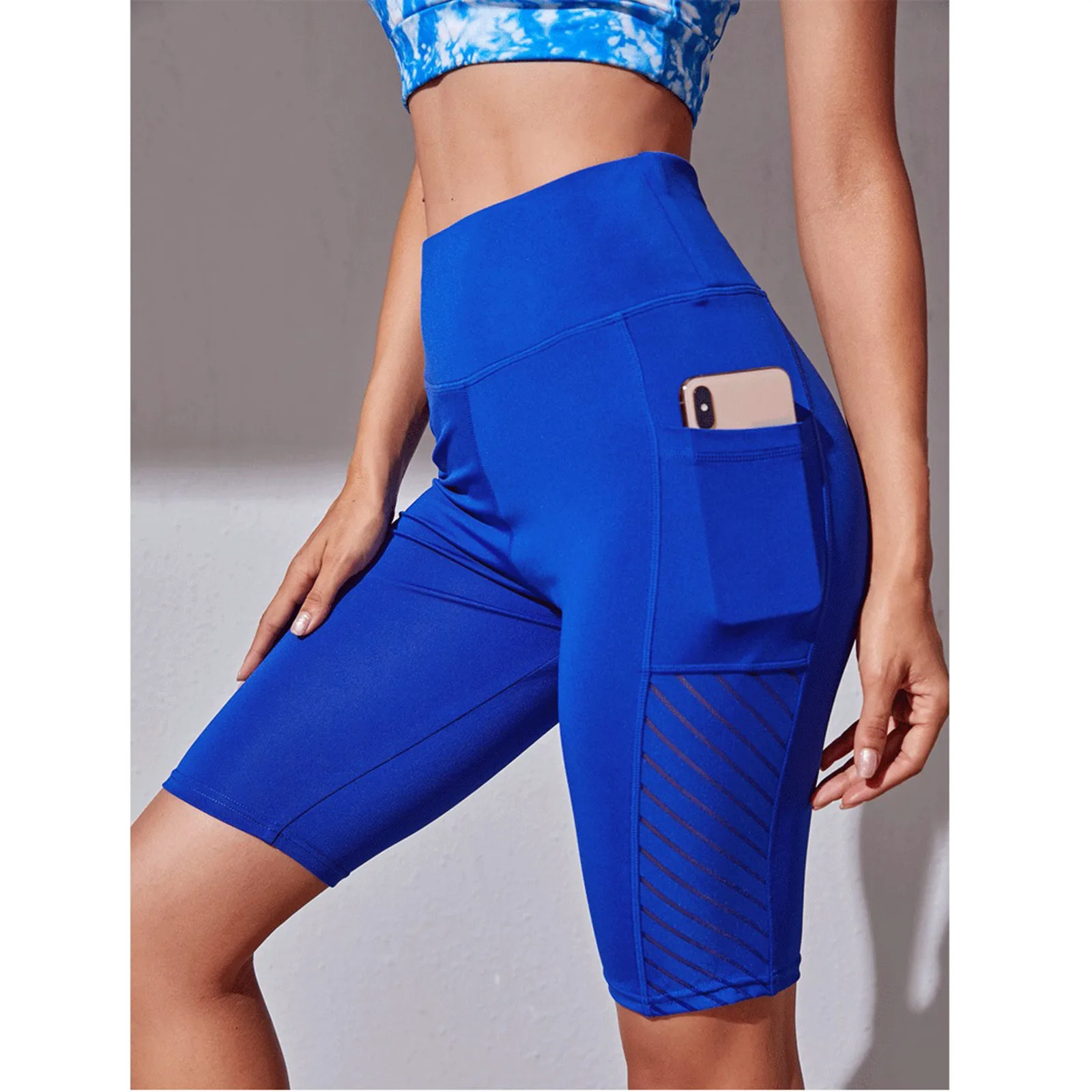 Gym Jogging Running Shorts Yoga Shorts Women High Waist Lifting Push Up Tight Sports Pocket Fitness Running Yoga Short Pant #YJ
