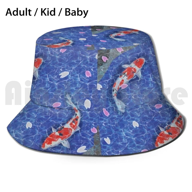 Two Kois In A Pond Bucket Hat Adult kid baby Beach Sun Hats Koi