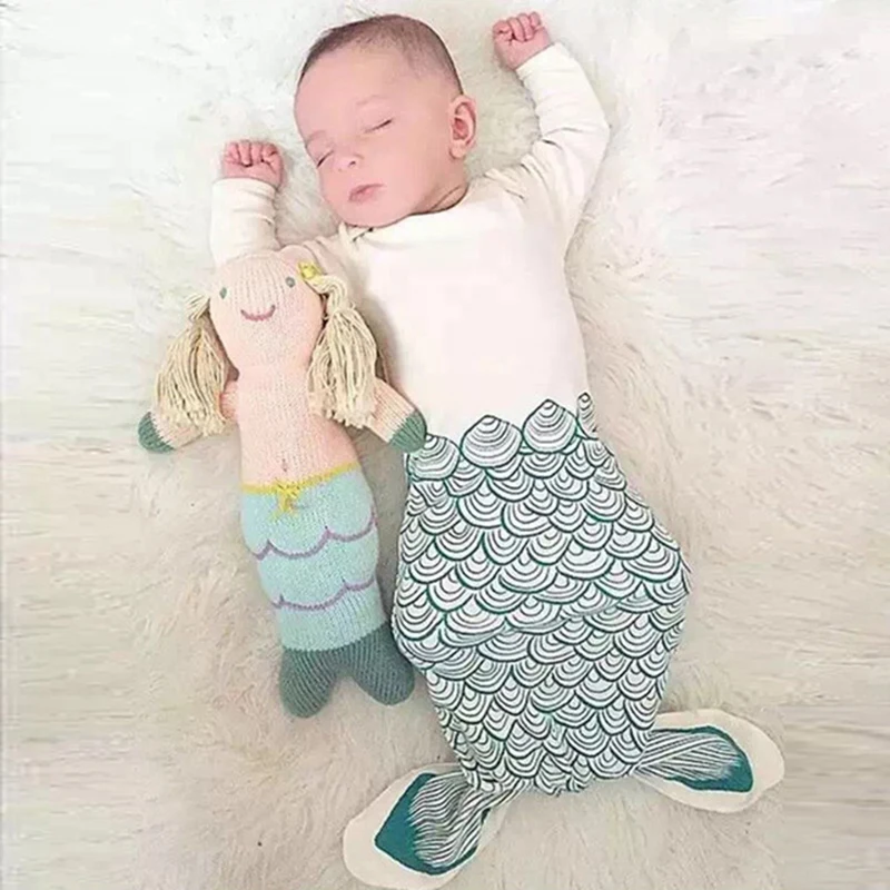

Baby anti kicking foot holding bag sleeping sack girls mermaid tail blanket summer sleeping sack boys shark sleep bag