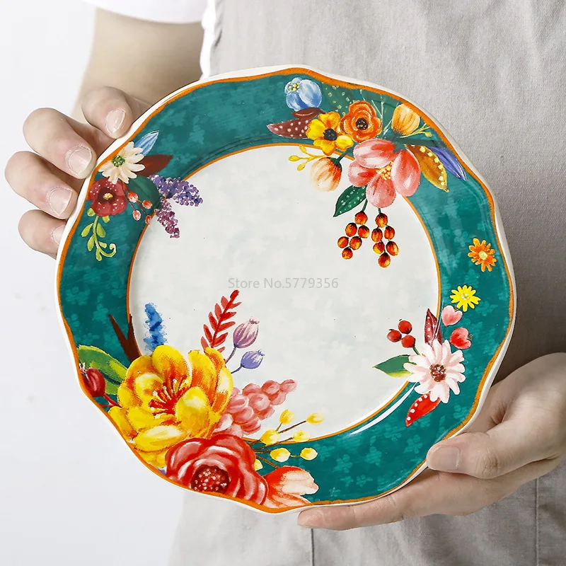 

Creative Ceramic Plate Western Food Plate Household Dessert Plate Decoration Plate Swing Plate Hanging Plate Glaze Color